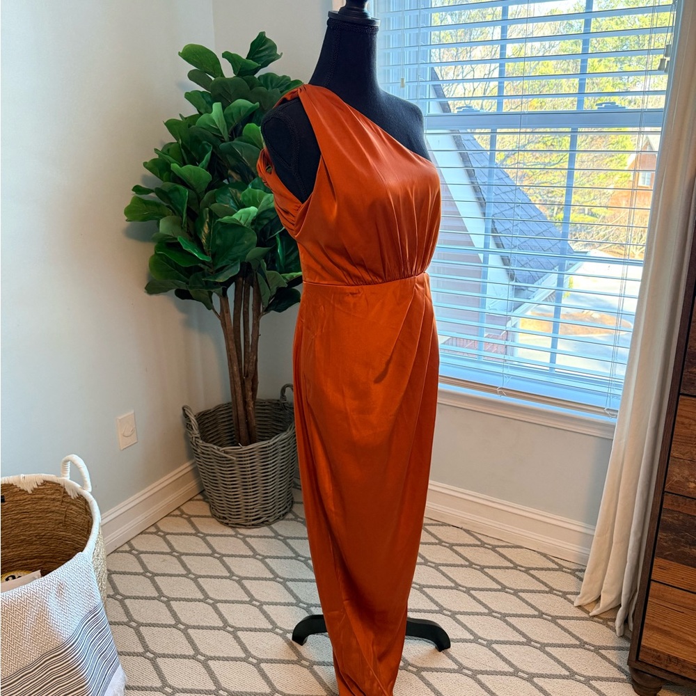 Showpo Vibrant Orange One-Shoulder Dress
